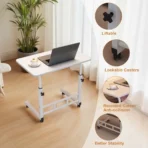 Adjustable Height Standing Desk With Wheels, Mobile C Shaped Laptop Table, Rolling Computer Workstation For Home Office Bed Sofa - Image 6