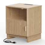 TinyNest Nightstand with Charging Station, Fluted Wood Side Table with Storage Drawers & Open Shelf, Night Stand Bedside Table with 2 AC Outlets, 1 USB A Port, 1 USB C Fast Charging Port, Small End Table Storage Cabinet For Bedroom, Living Room - Image 10