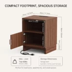 TinyNest Nightstand with Charging Station, Fluted Wood Side Table with Storage Drawers & Open Shelf, Night Stand Bedside Table with 2 AC Outlets, 1 USB A Port, 1 USB C Fast Charging Port, Small End Table Storage Cabinet For Bedroom, Living Room - Image 4