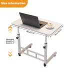 Adjustable Height Standing Desk With Wheels, Mobile C Shaped Laptop Table, Rolling Computer Workstation For Home Office Bed Sofa - Image 3