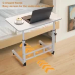 Adjustable Height Standing Desk With Wheels, Mobile C Shaped Laptop Table, Rolling Computer Workstation For Home Office Bed Sofa - Image 5