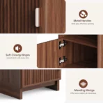 TinyNest Nightstand with Charging Station, Fluted Wood Side Table with Storage Drawers & Open Shelf, Night Stand Bedside Table with 2 AC Outlets, 1 USB A Port, 1 USB C Fast Charging Port, Small End Table Storage Cabinet For Bedroom, Living Room - Image 5