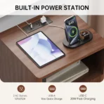TinyNest Nightstand with Charging Station, Fluted Wood Side Table with Storage Drawers & Open Shelf, Night Stand Bedside Table with 2 AC Outlets, 1 USB A Port, 1 USB C Fast Charging Port, Small End Table Storage Cabinet For Bedroom, Living Room - Image 3